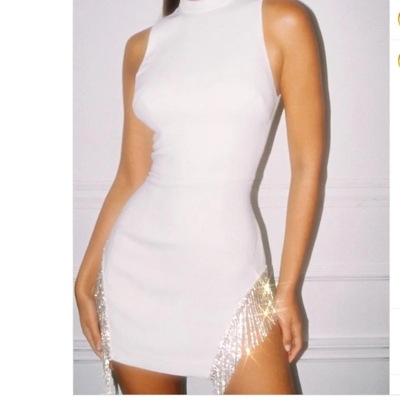 HOUSE OF CB 'Charlize' White Crystal Trim‎ Dress/Size XS NWOT - Picture 5 of 16